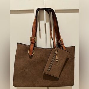 Women's Brown vegan leather Tote Bag